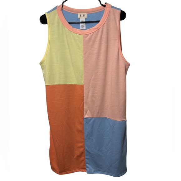 NWOT BiBi Boutique Pastel Patchwork Mini Dress size XL - Picture 2 of 3